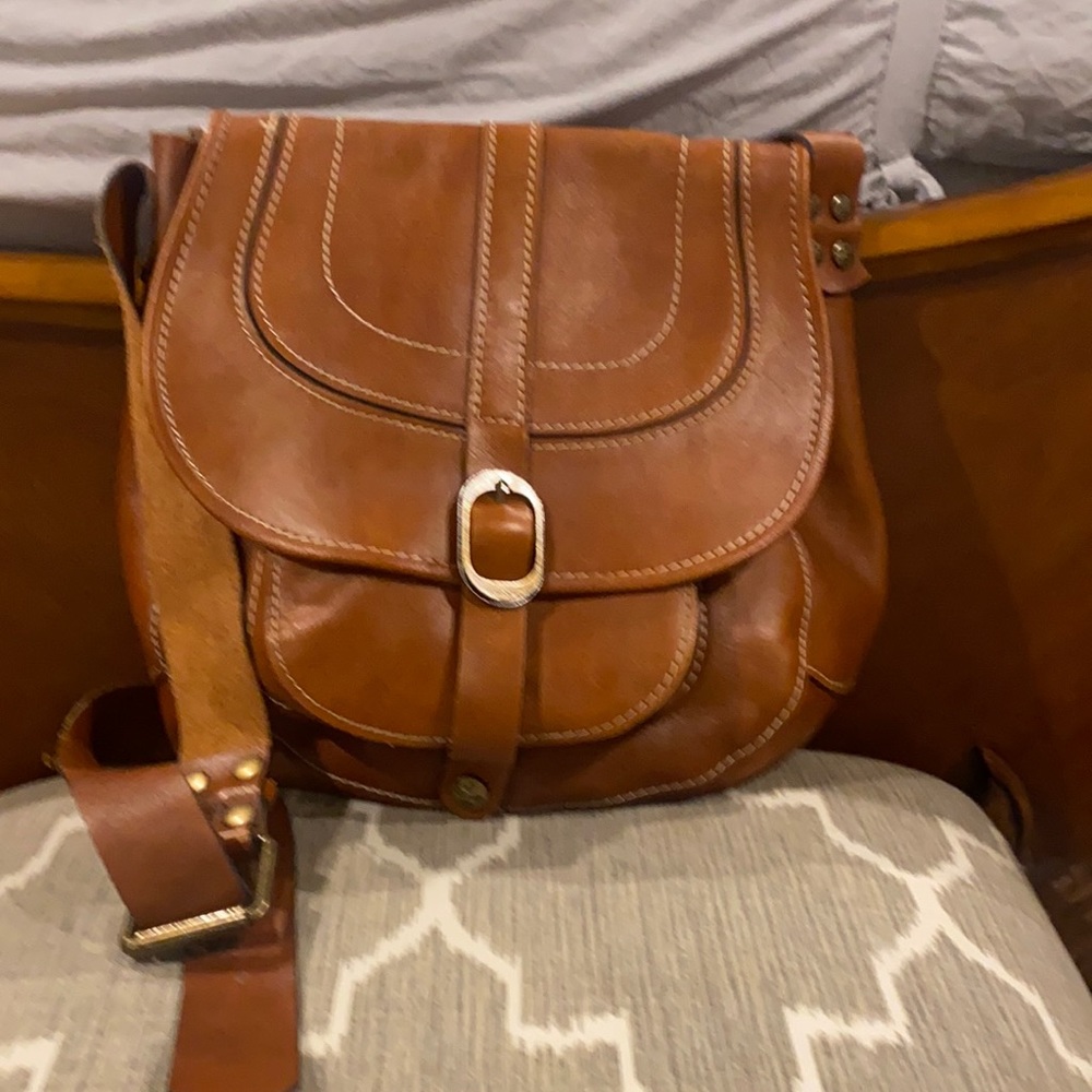 Patricia Nash brown saddle bag tan like new!